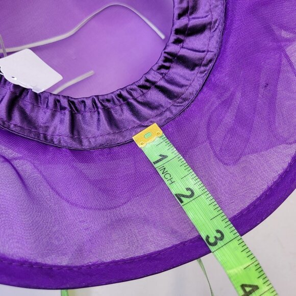 Purple Dress Hat Crushable Packable Deep Purple Satin Band and Pink Feathers - Picture 11 of 15